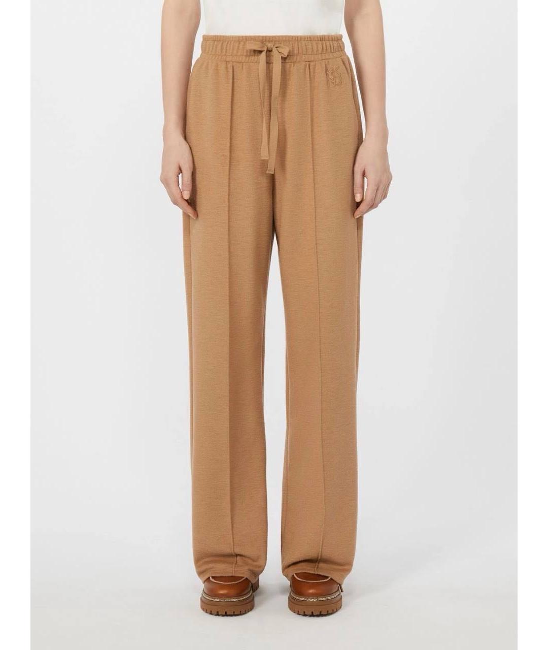 WEEKEND MAX MARA Бежевые шерстяные прямые брюки, фото 3