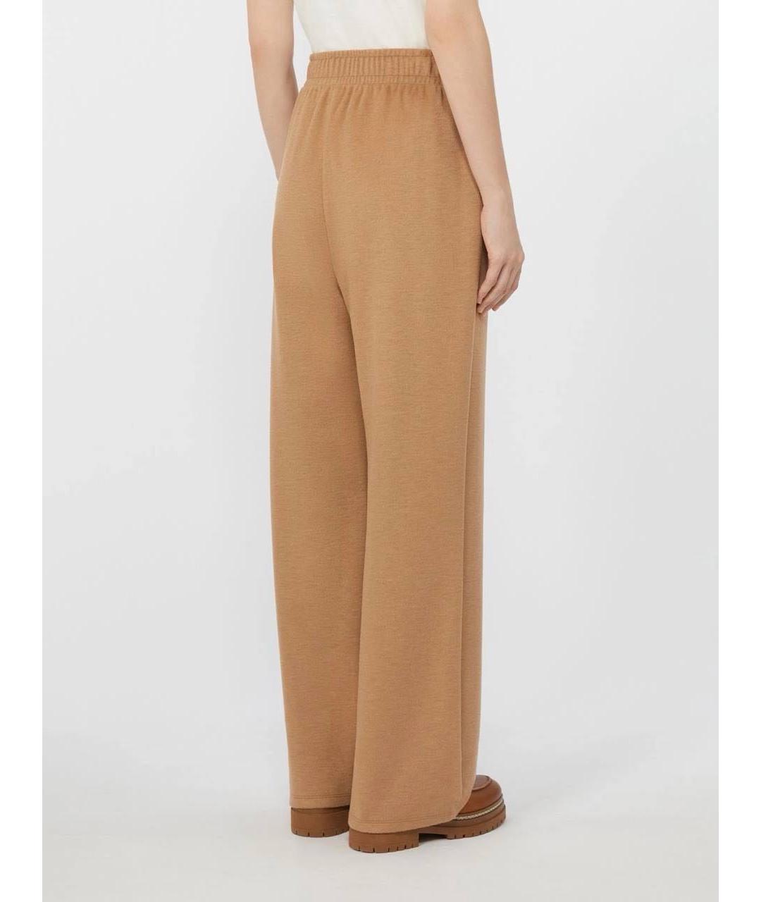 WEEKEND MAX MARA Бежевые шерстяные прямые брюки, фото 4
