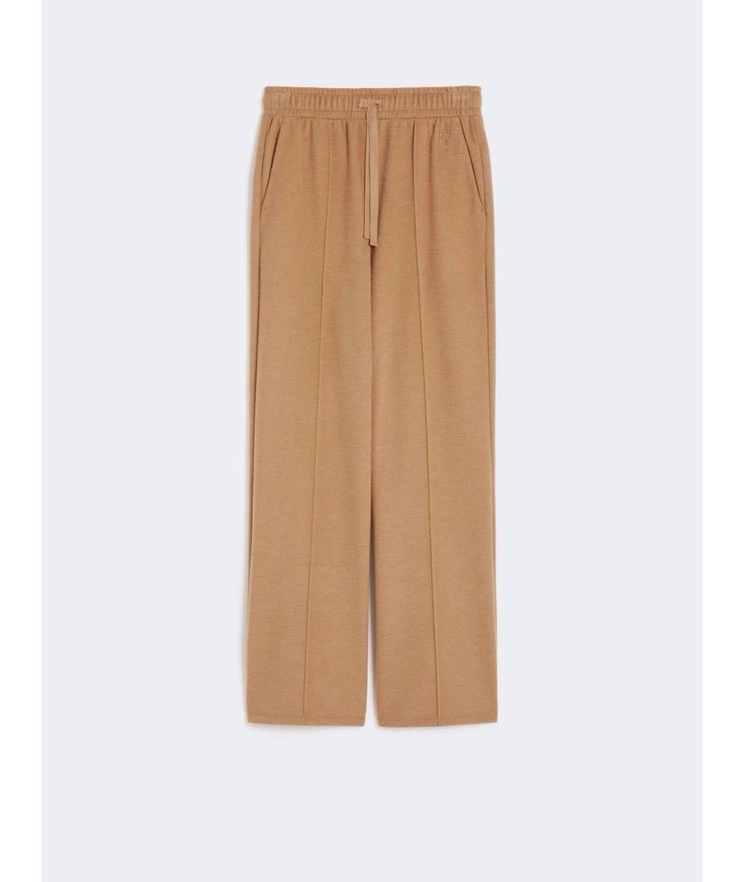 WEEKEND MAX MARA Бежевые шерстяные прямые брюки, фото 5
