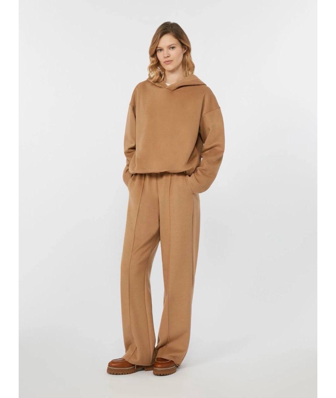 WEEKEND MAX MARA Бежевые шерстяные прямые брюки, фото 2