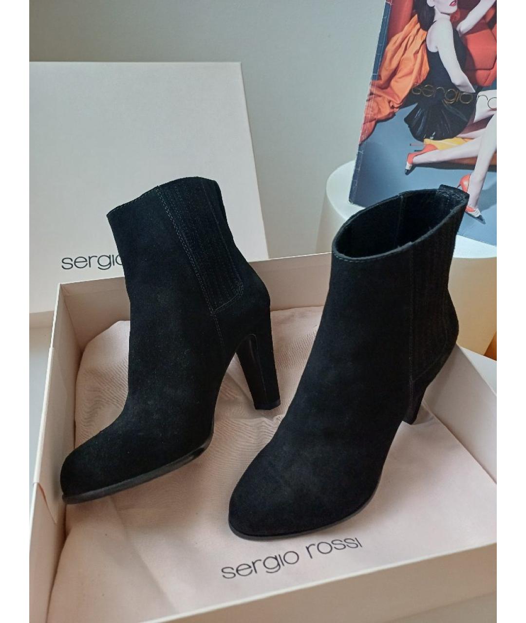 SERGIO ROSSI Черные замшевые ботильоны, фото 2