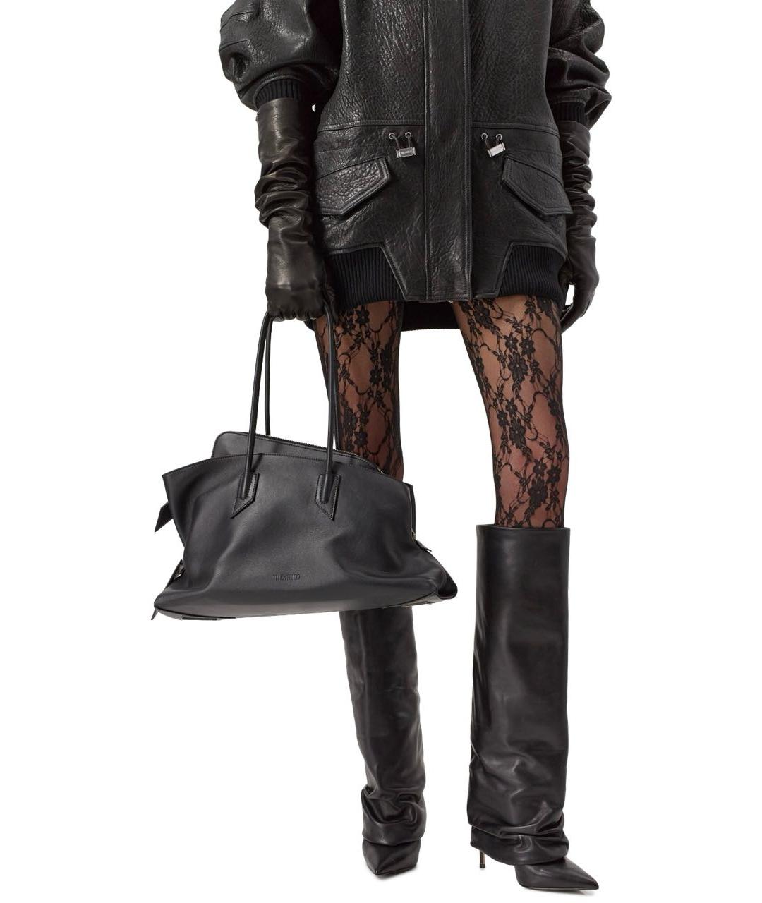 THE ATTICO Черная кожаная сумка через плечо, фото 5