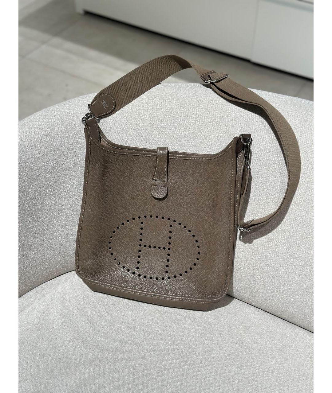 HERMES Коричневая кожаная сумка через плечо, фото 8