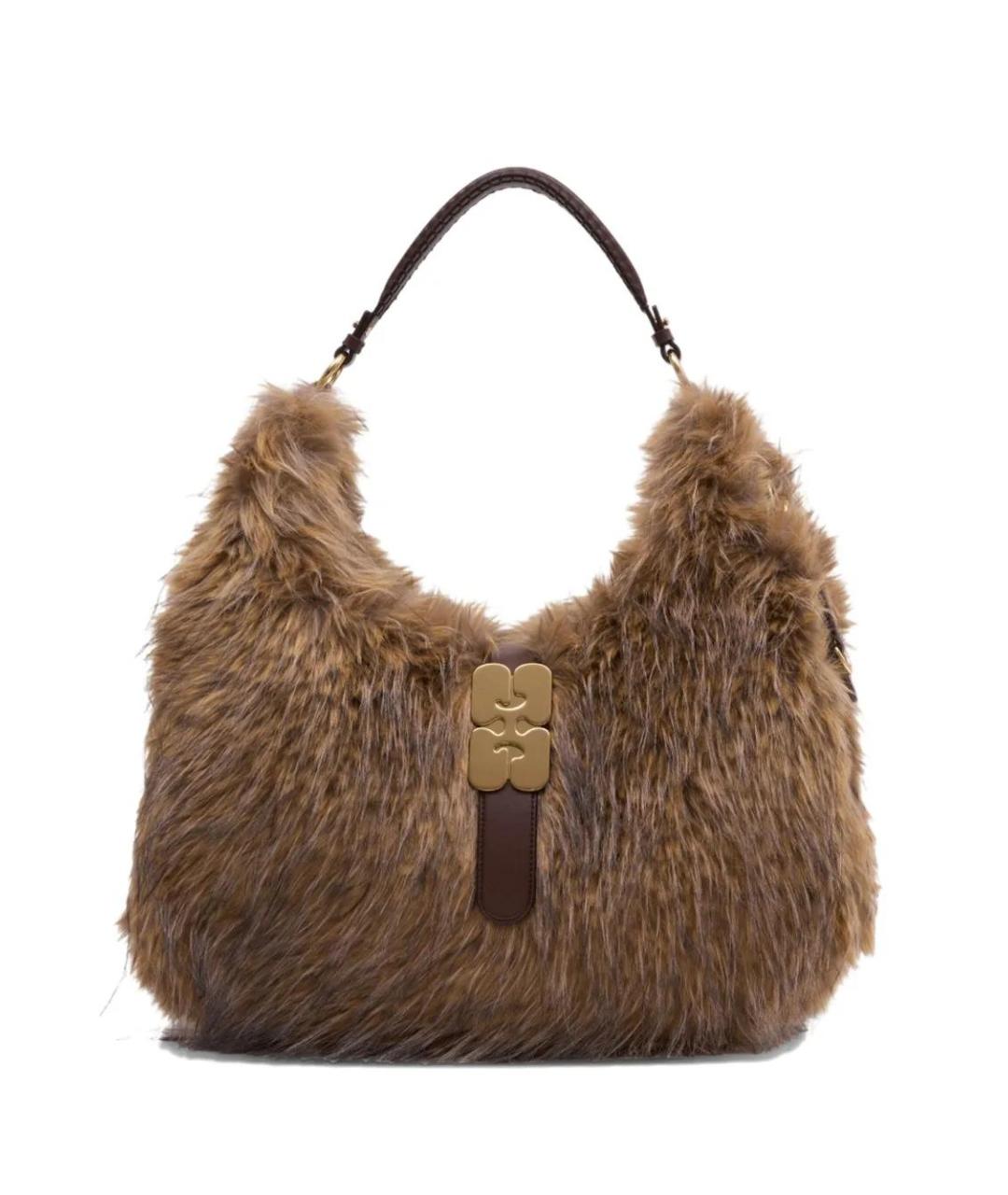 GANNI Коричневая синтетическая сумка через плечо, фото 1