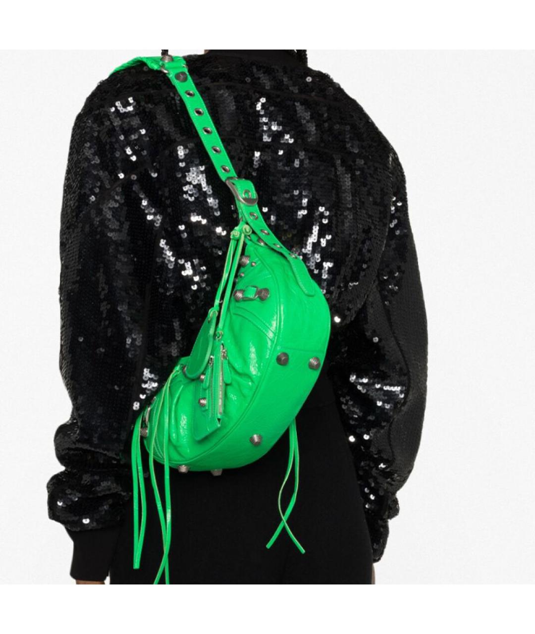 BALENCIAGA Зеленая кожаная сумка через плечо, фото 6