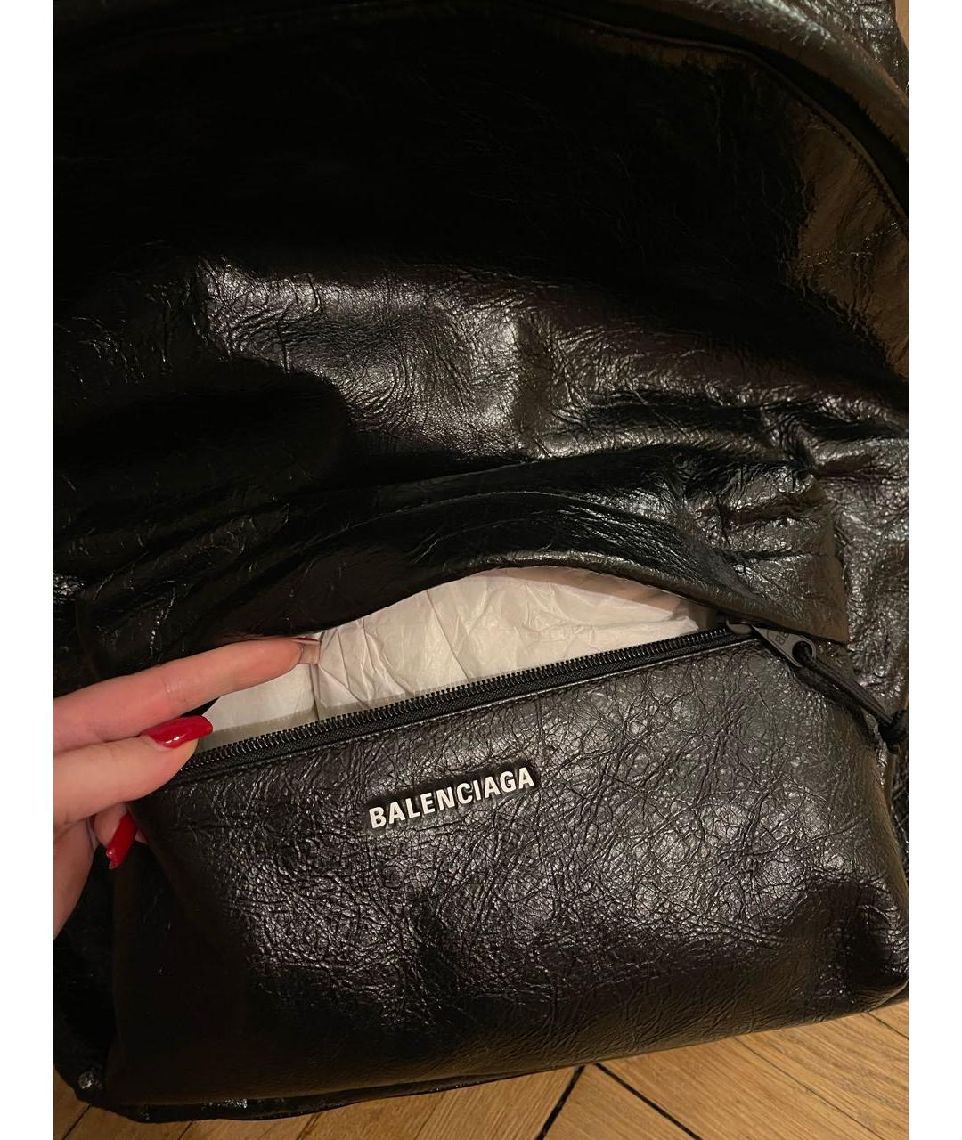 BALENCIAGA Черный кожаный рюкзак, фото 6