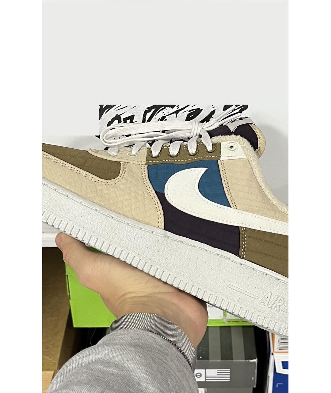 NIKE Бежевые текстильные низкие кроссовки / кеды, фото 2