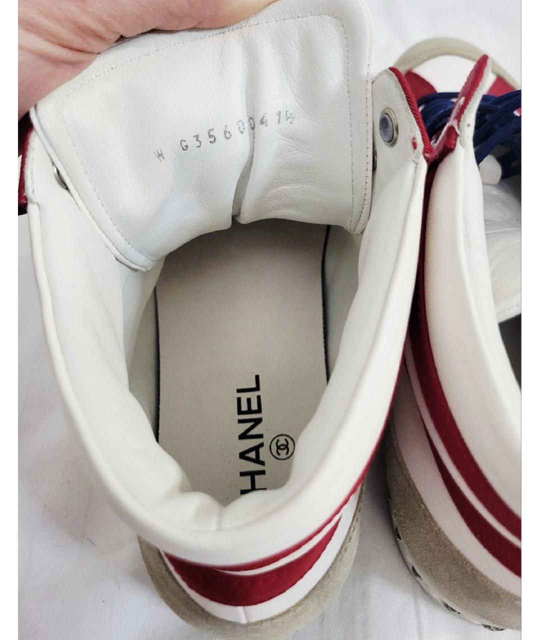 CHANEL Белые кожаные кроссовки, фото 6