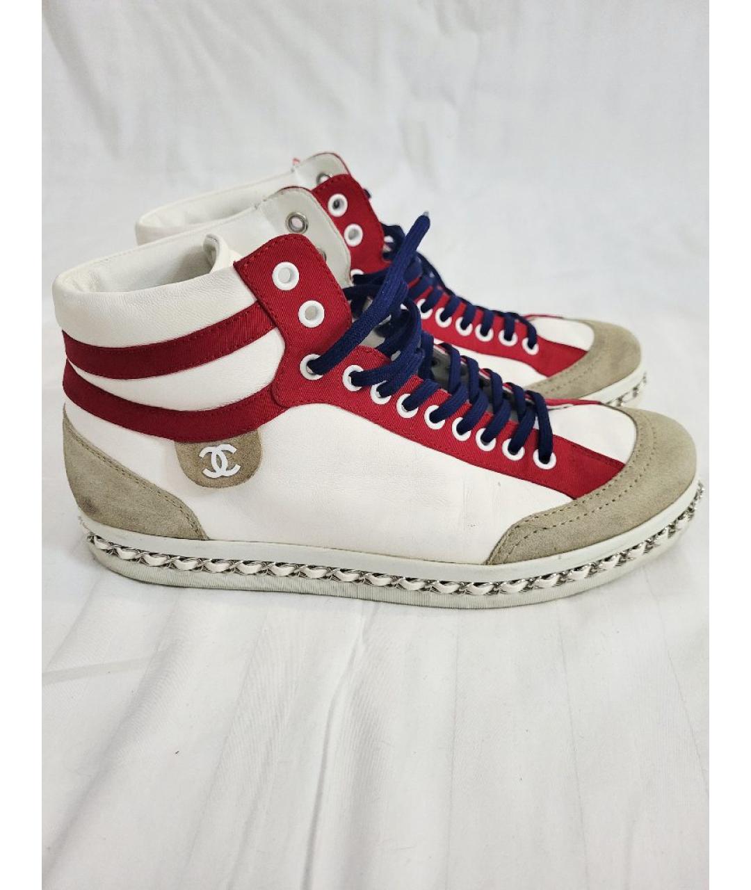 CHANEL Белые кожаные кроссовки, фото 10
