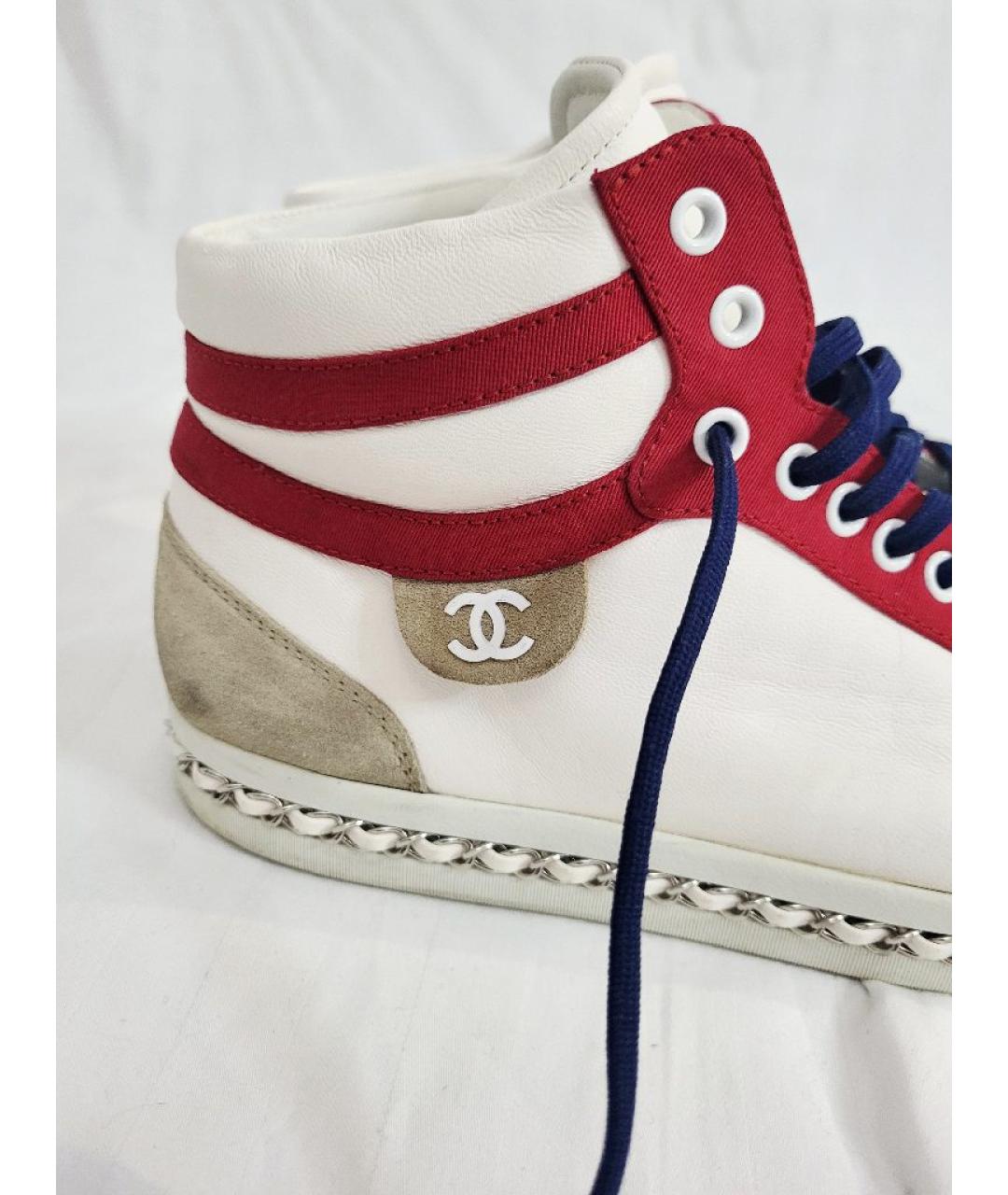 CHANEL Белые кожаные кроссовки, фото 5