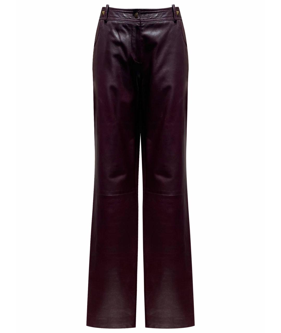 CHRISTIAN DIOR Бордовые кожаные прямые брюки, фото 1