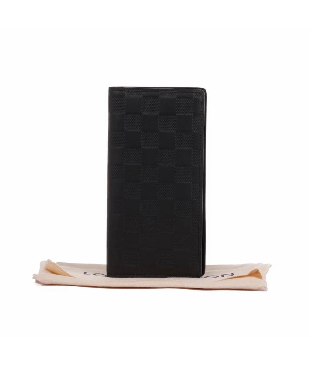 LOUIS VUITTON Черный кожаный кошелек, фото 2