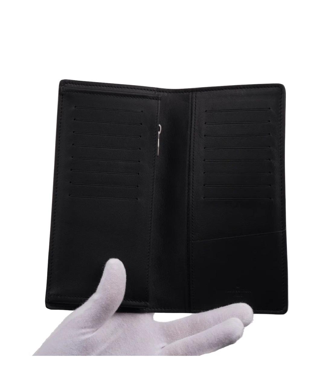 LOUIS VUITTON Черный кожаный кошелек, фото 4