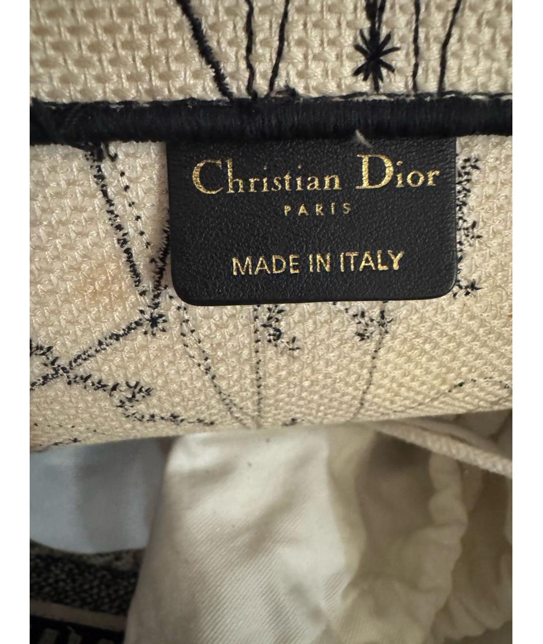 CHRISTIAN DIOR Белая хлопковая сумка с короткими ручками, фото 3