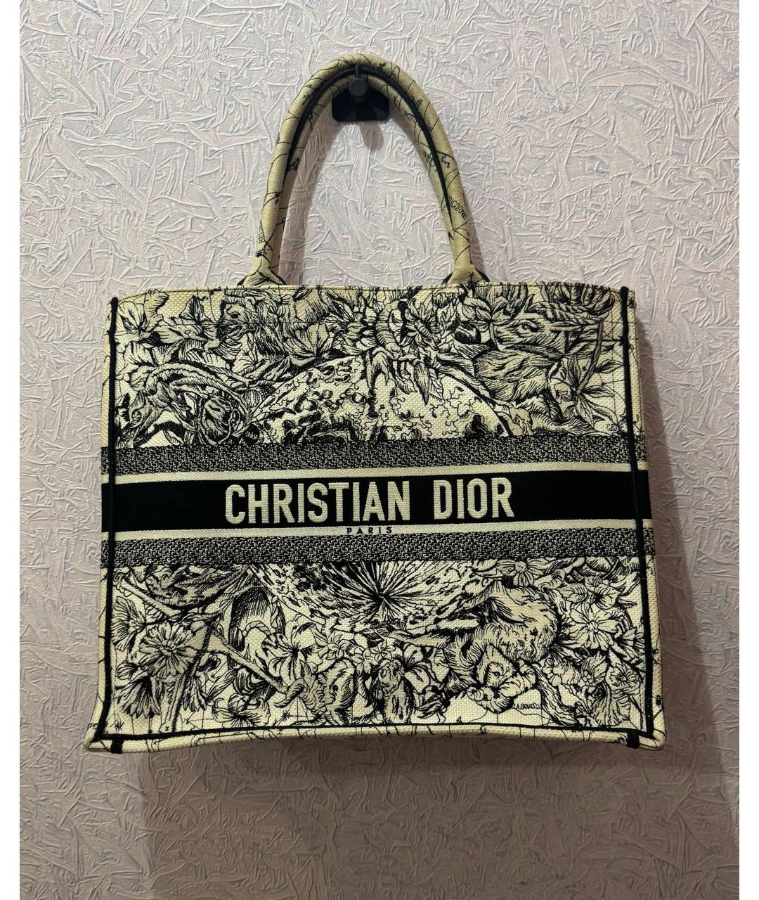 CHRISTIAN DIOR Белая хлопковая сумка с короткими ручками, фото 5