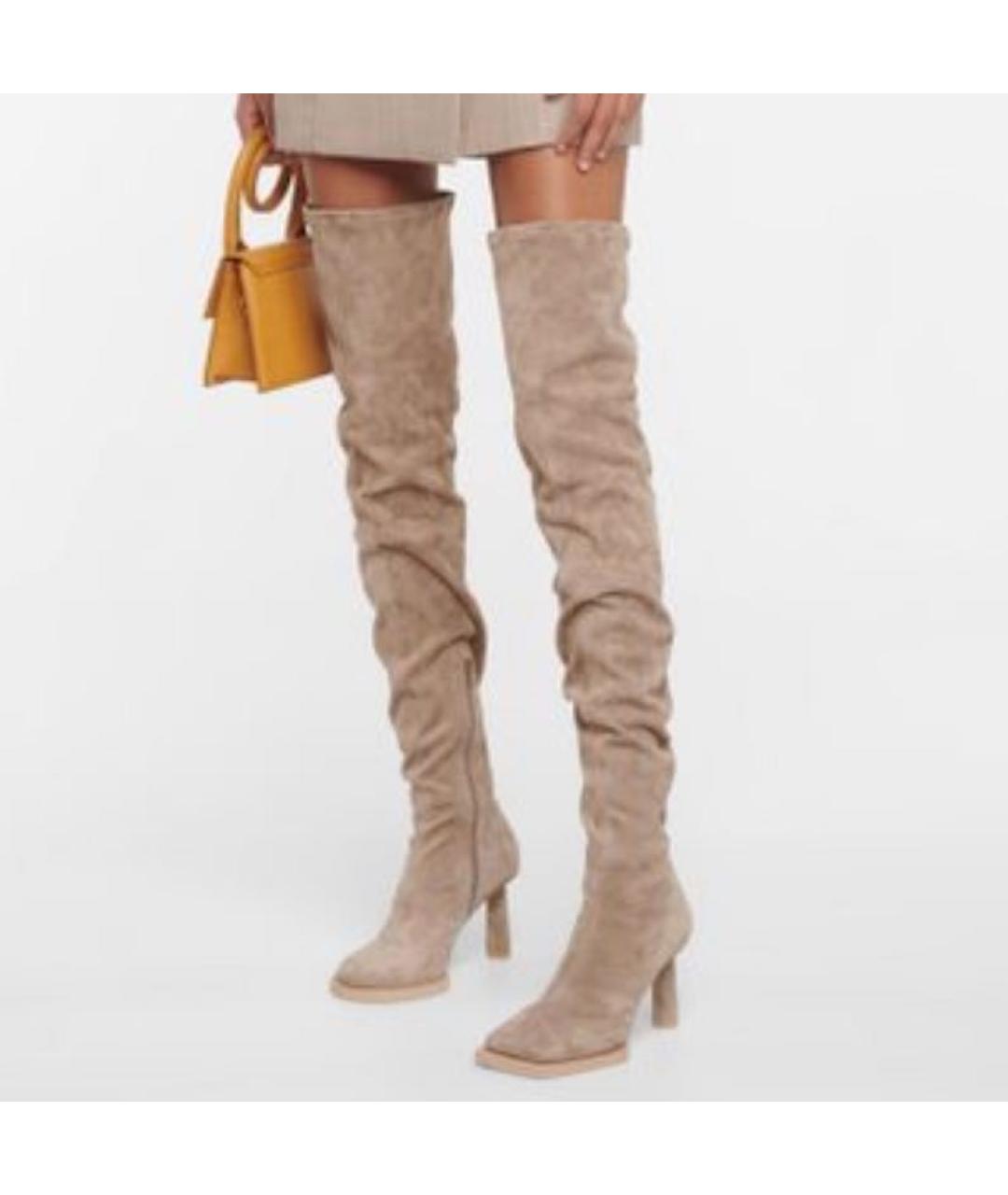 JACQUEMUS Бежевые замшевые ботфорты, фото 2