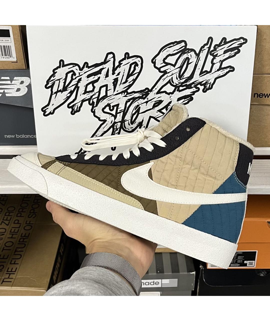 NIKE Бежевые текстильные высокие кроссовки / кеды, фото 2