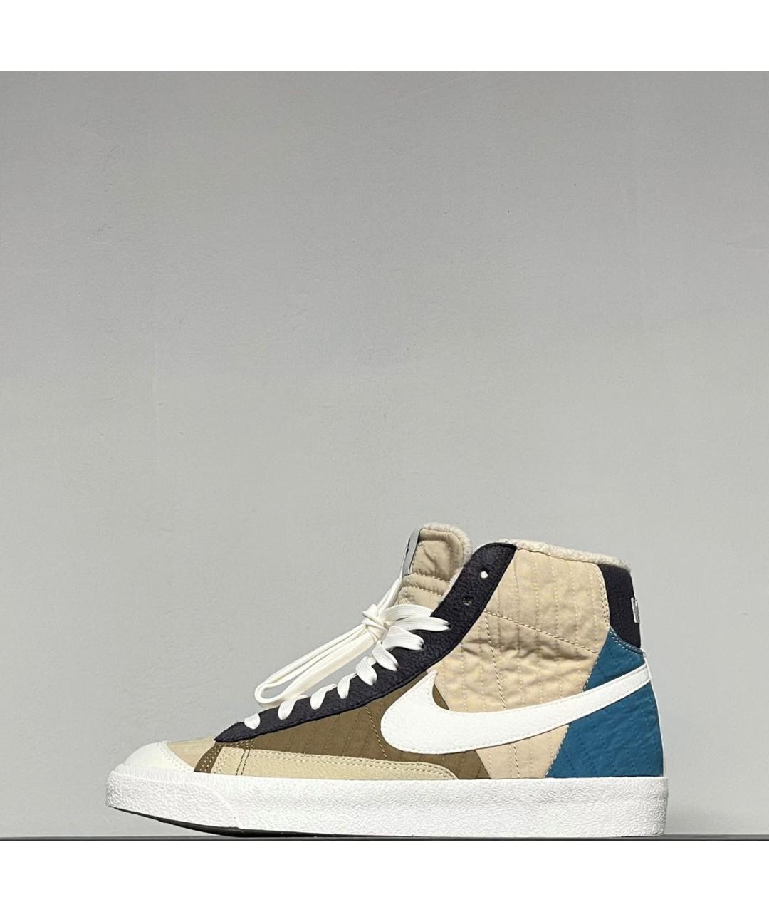 NIKE Бежевые текстильные высокие кроссовки / кеды, фото 7