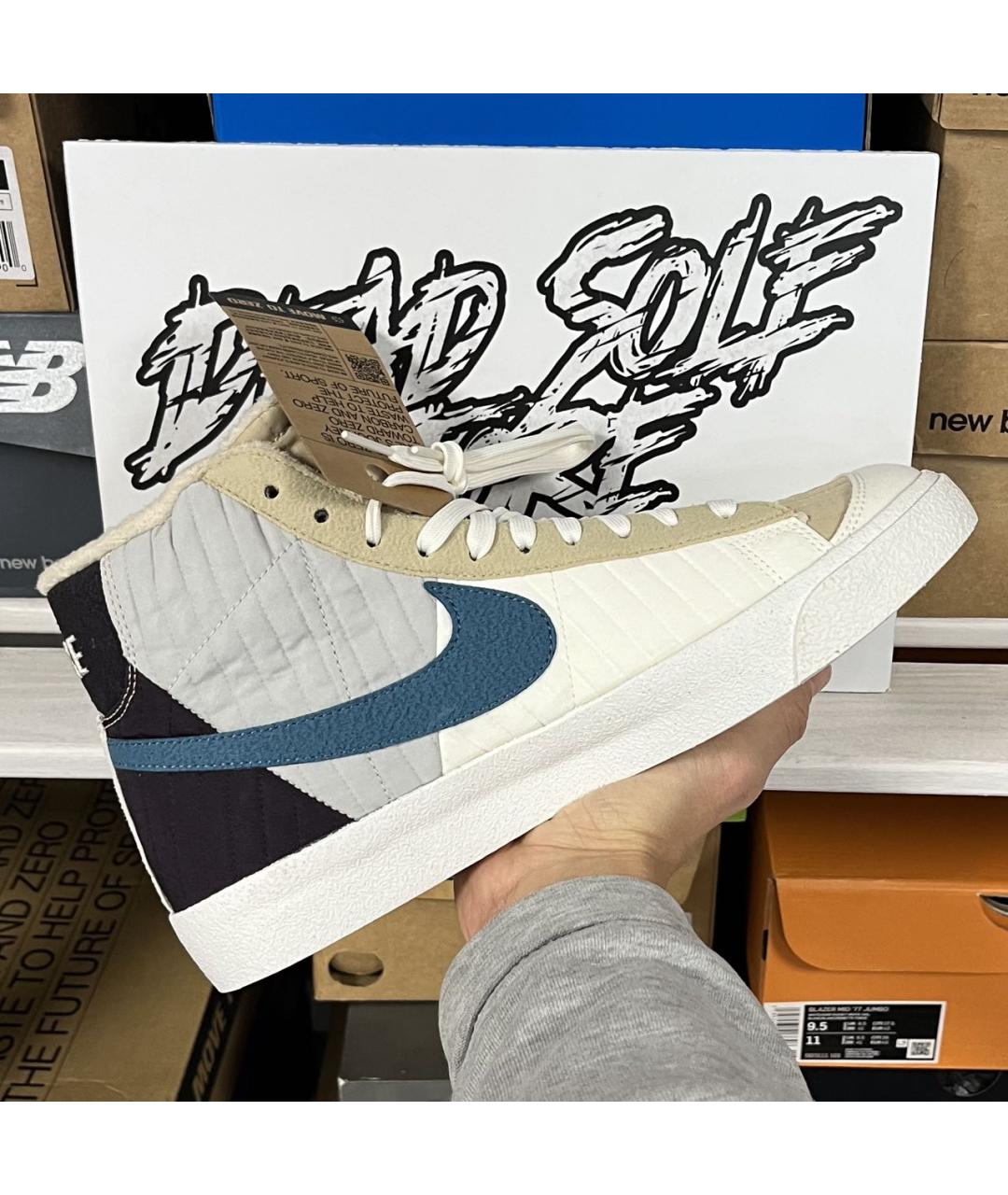 NIKE Бежевые текстильные высокие кроссовки / кеды, фото 3