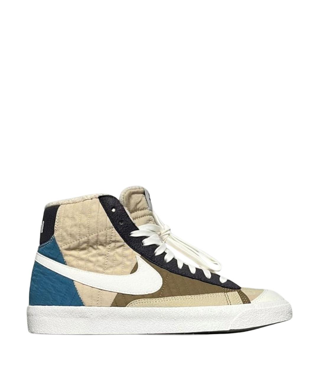 NIKE Бежевые текстильные высокие кроссовки / кеды, фото 8