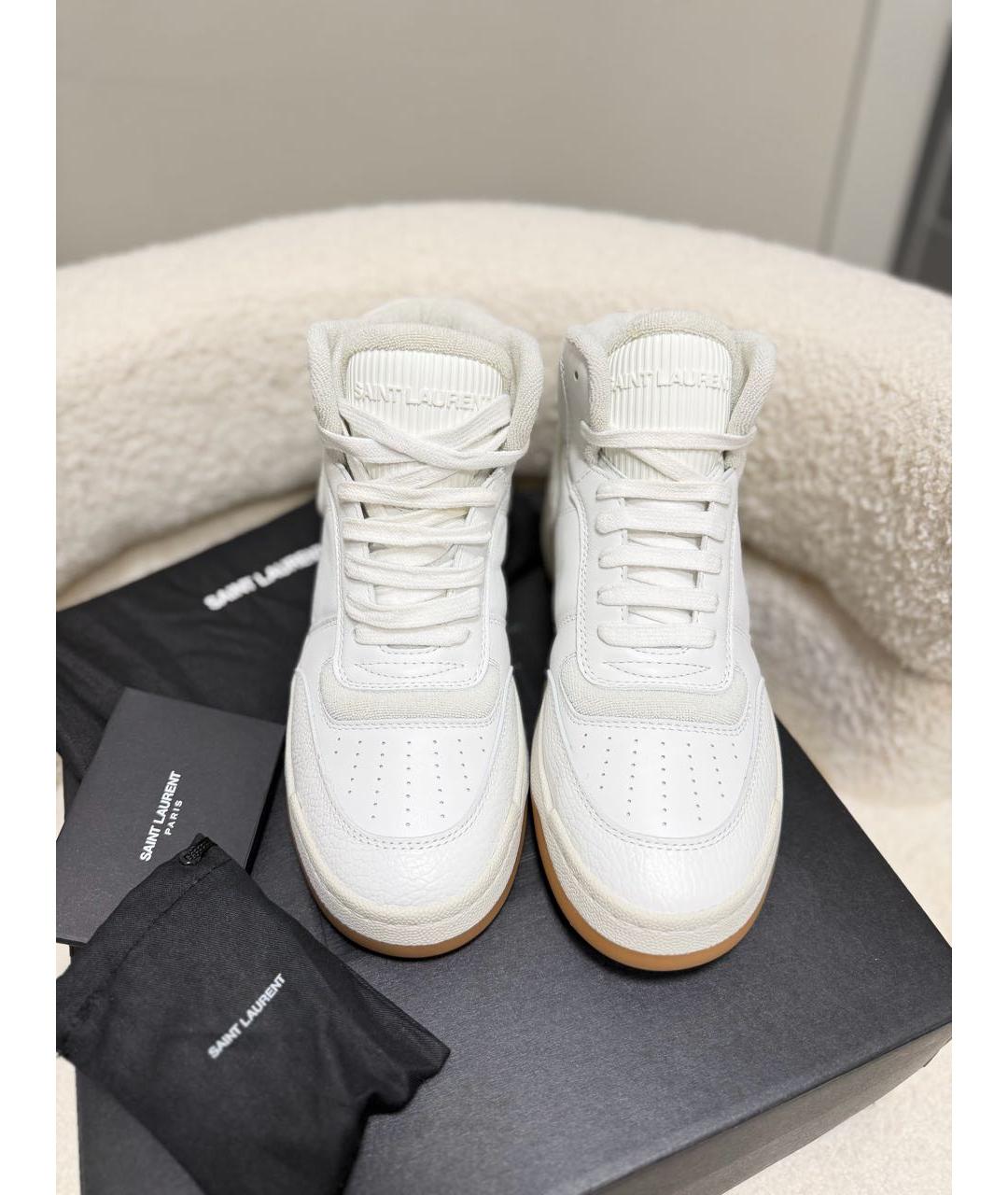 SAINT LAURENT Белые кожаные кеды, фото 2