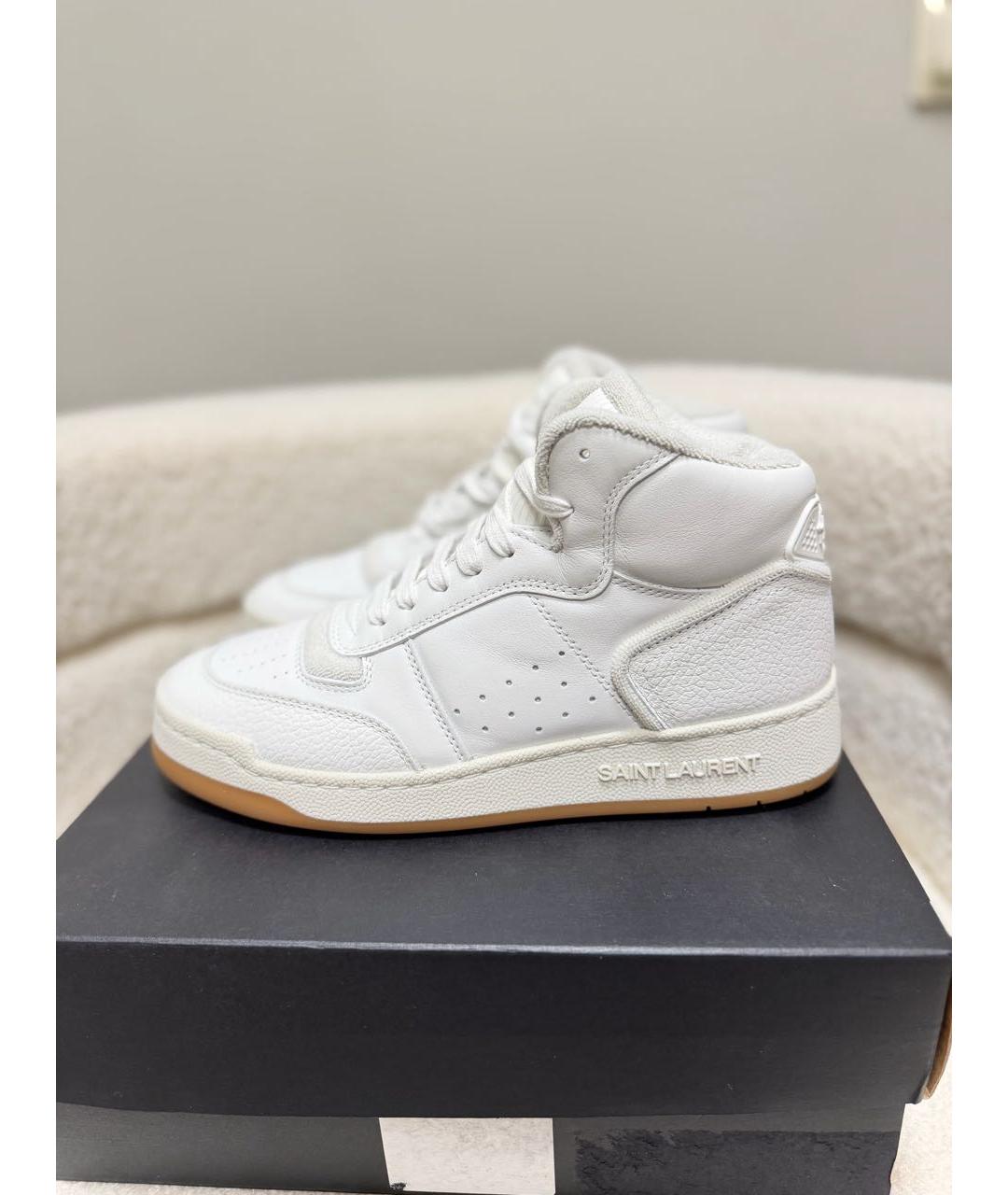 SAINT LAURENT Белые кожаные кеды, фото 9