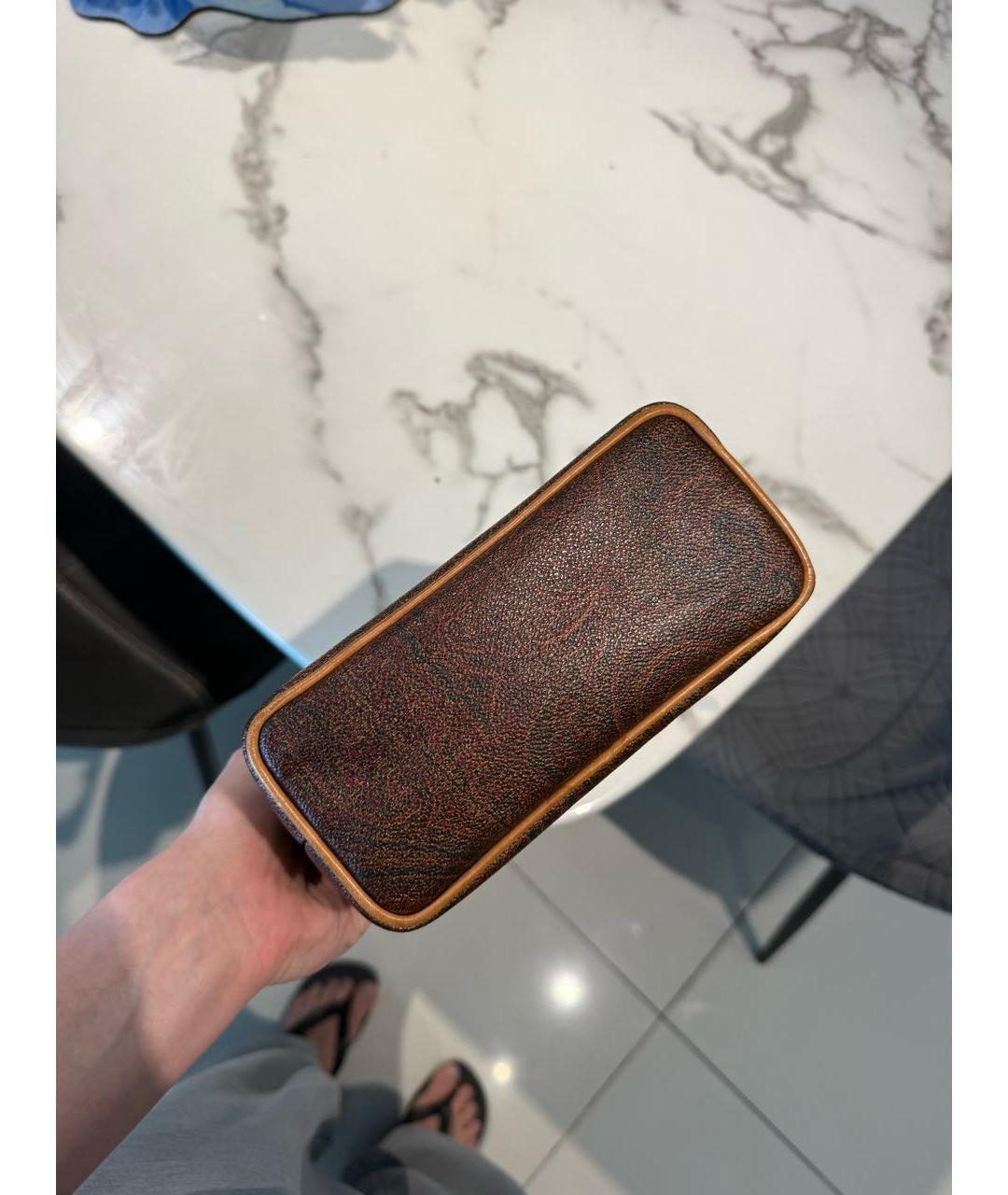 ETRO Коричневая кожаная сумка с короткими ручками, фото 4