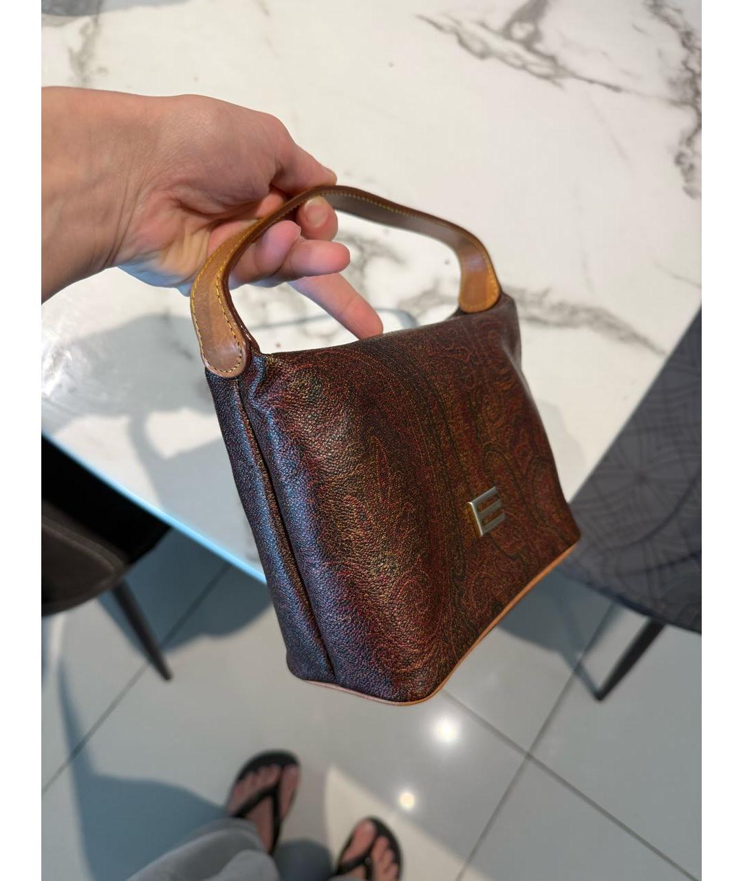 ETRO Коричневая кожаная сумка с короткими ручками, фото 2
