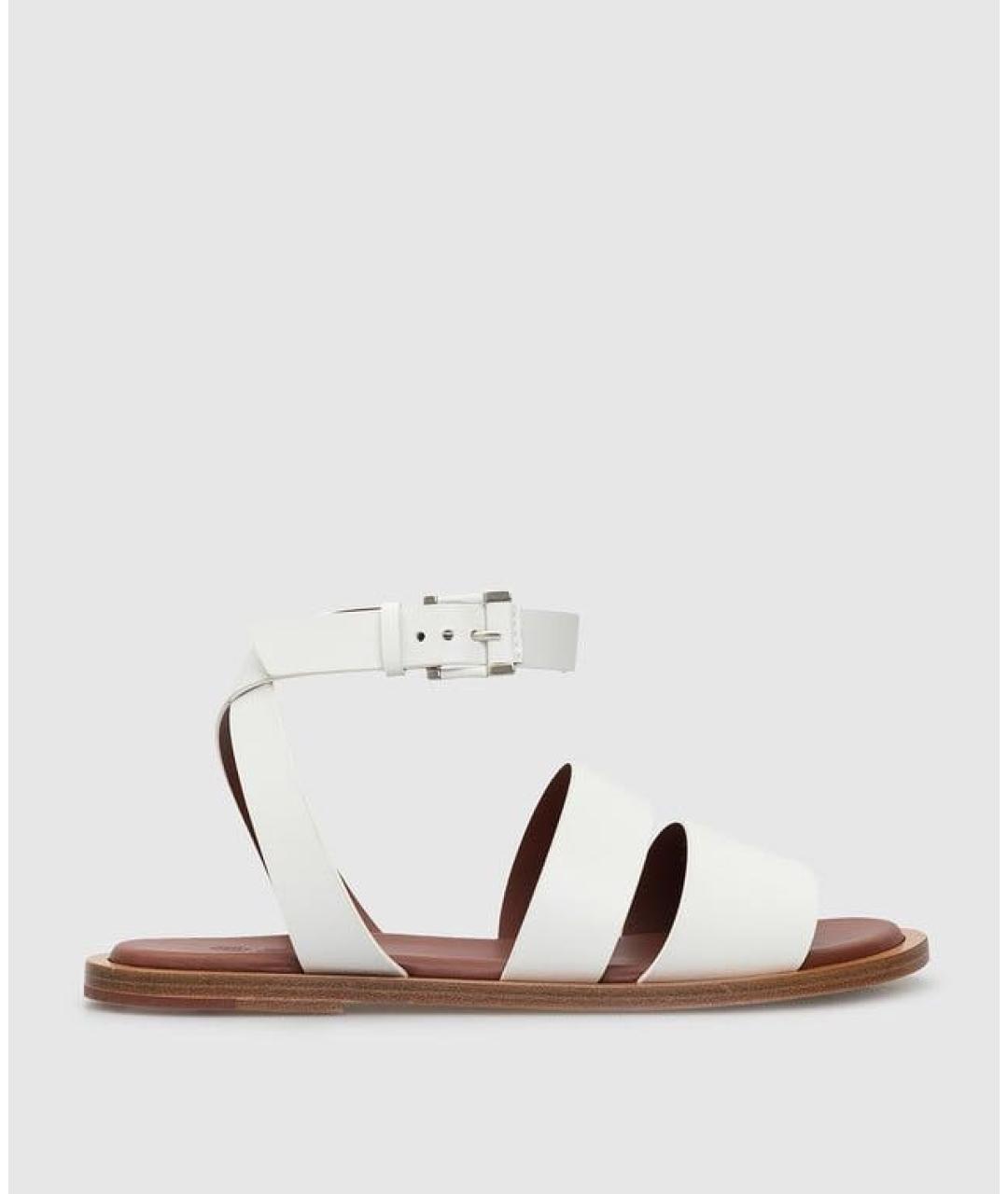 LORO PIANA Белые кожаные сандалии, фото 7