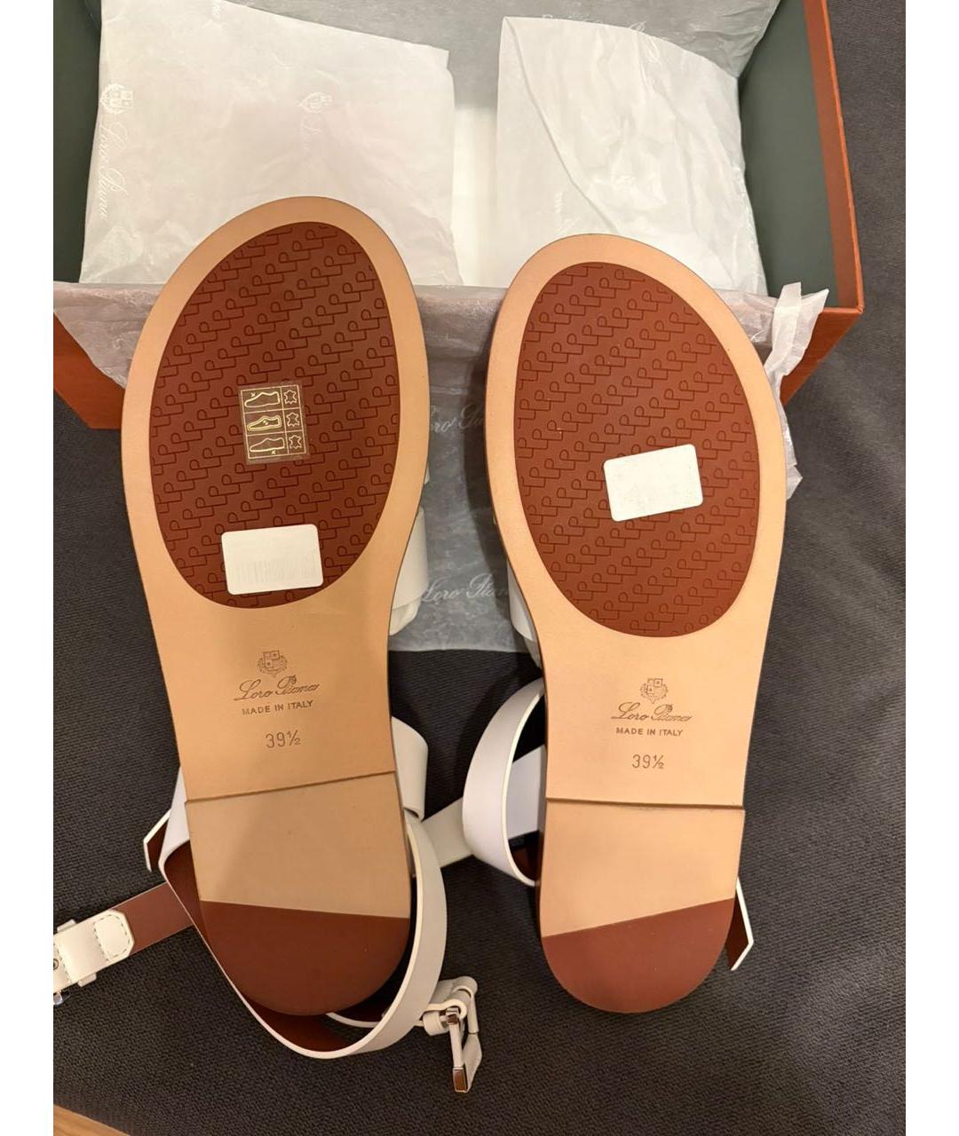 LORO PIANA Белые кожаные сандалии, фото 3