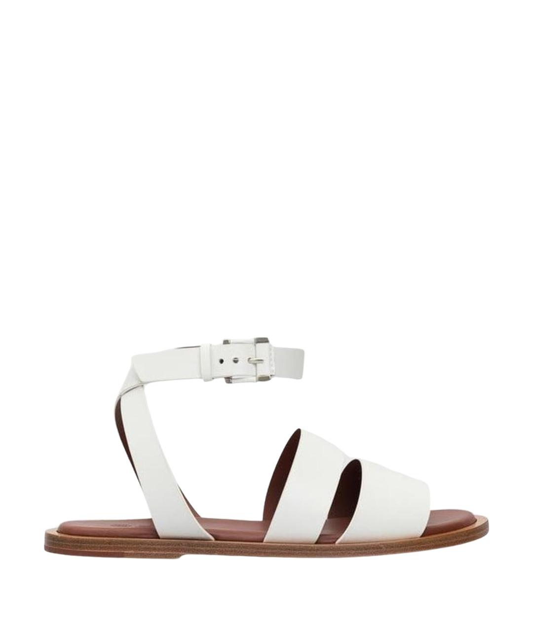 LORO PIANA Белые кожаные сандалии, фото 1