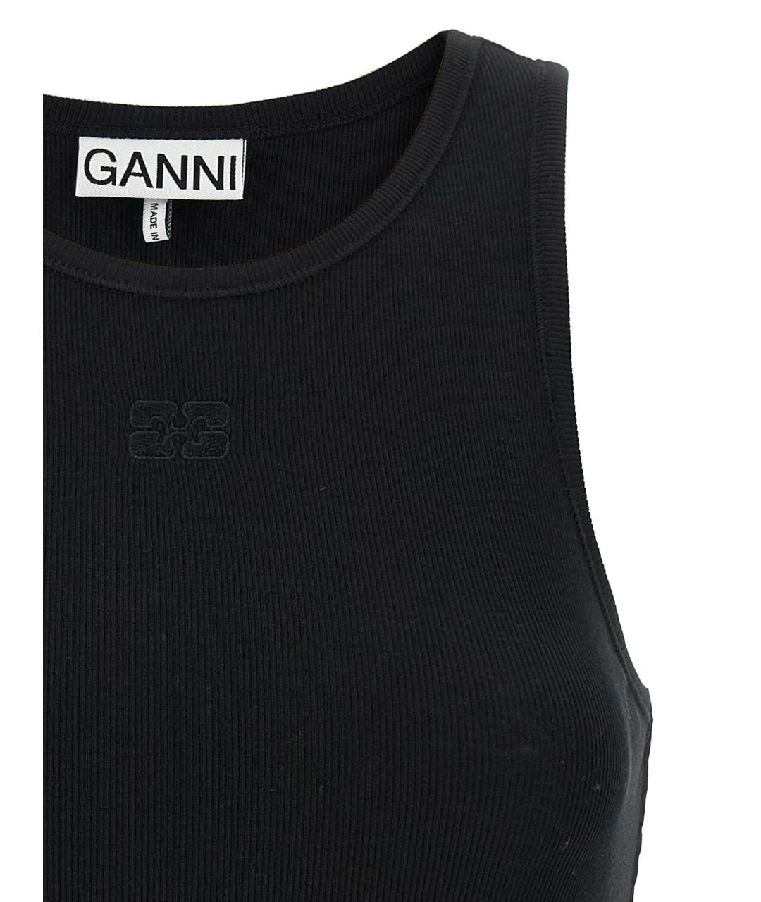 GANNI Черная хлопковая майка, фото 3