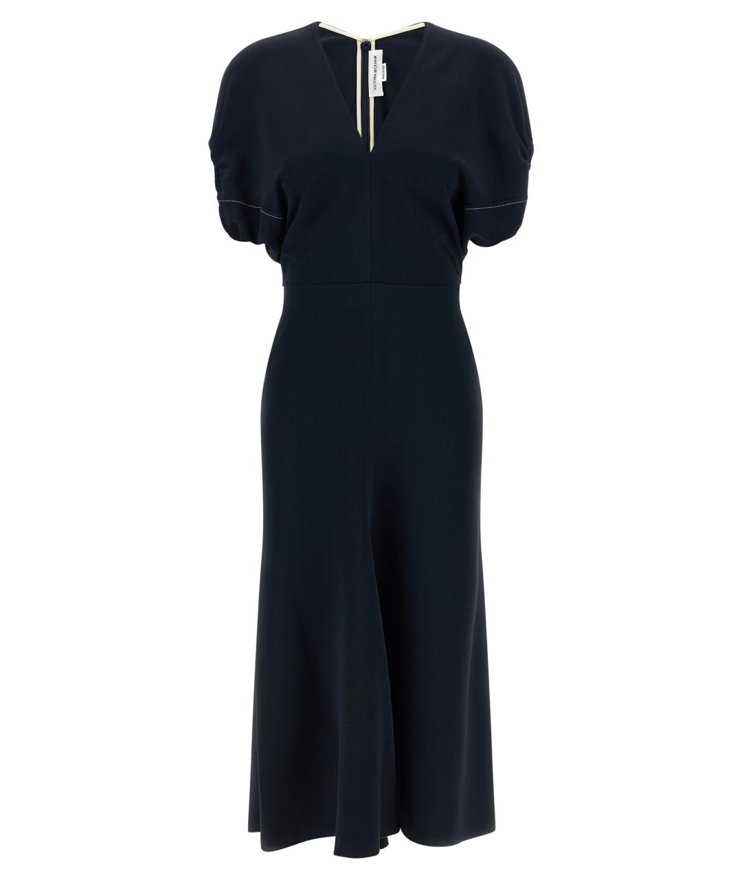 VICTORIA BECKHAM Темно-синее вискозное платье, фото 1