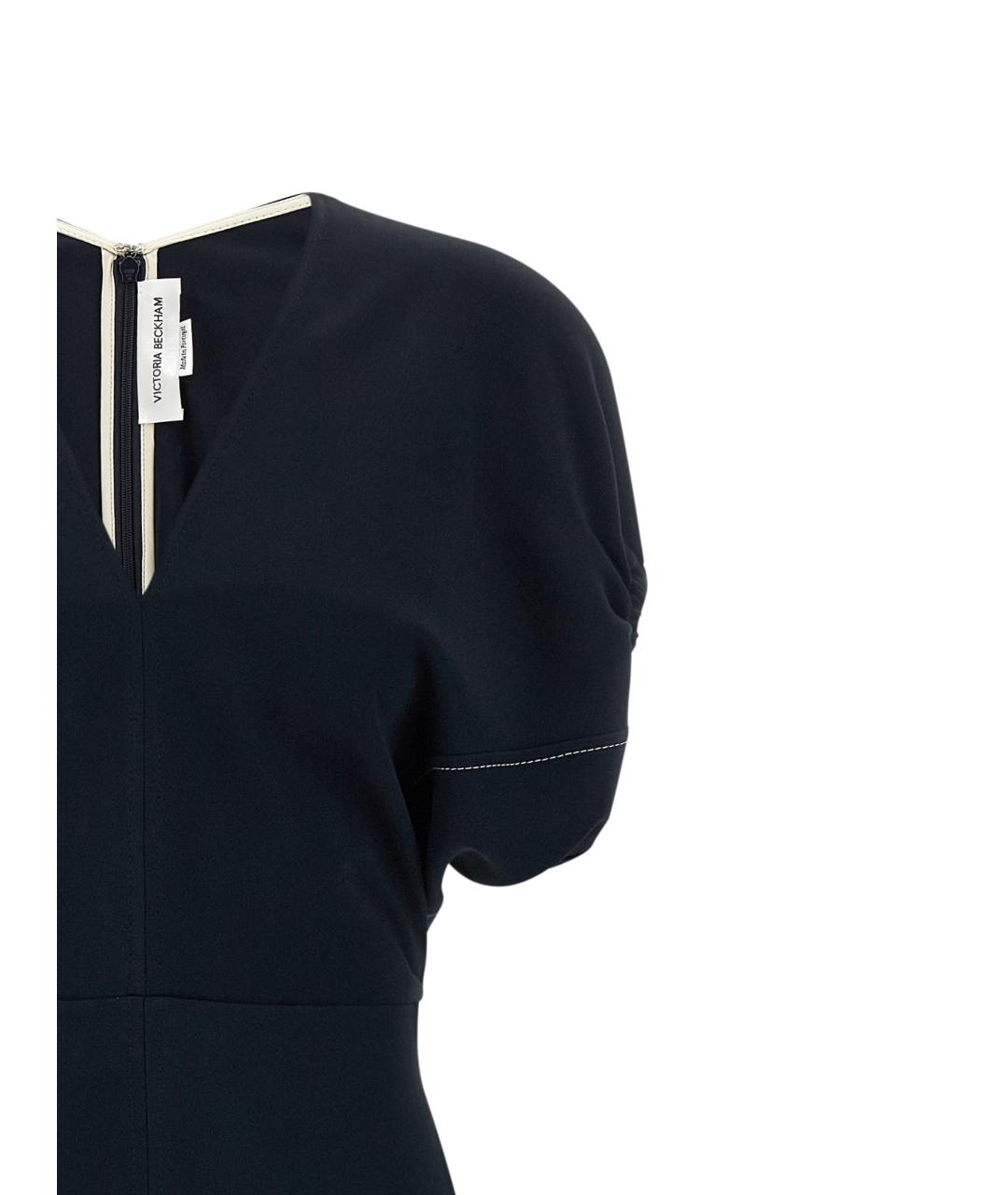 VICTORIA BECKHAM Темно-синее вискозное платье, фото 3