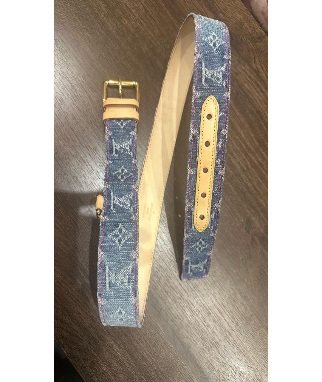 LOUIS VUITTON Голубой кожаный ремень, фото 5