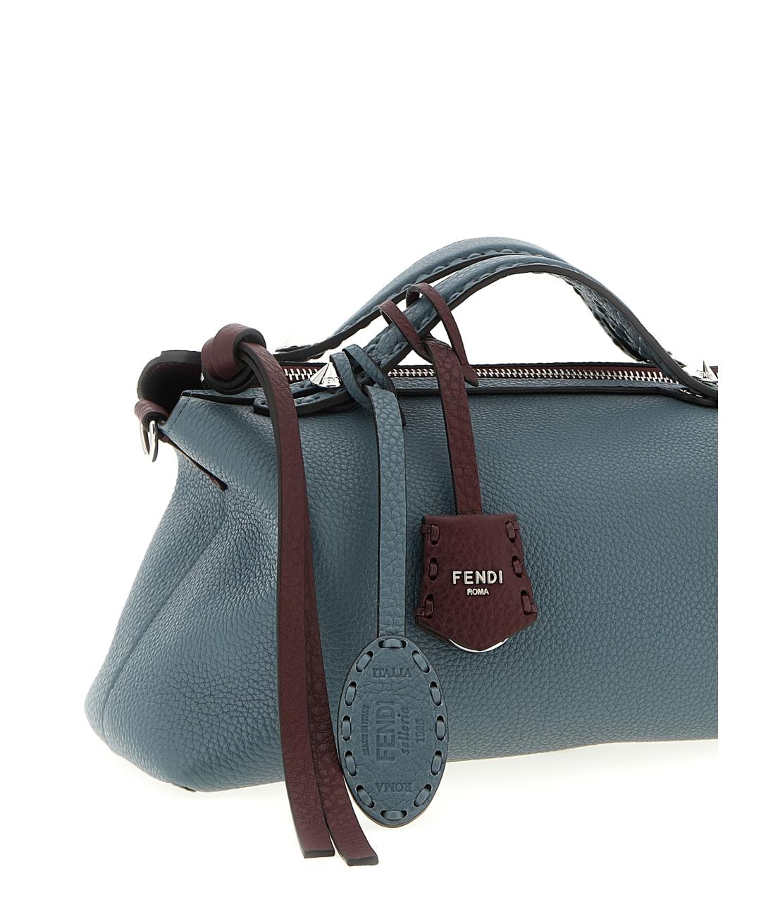 FENDI Бордовая кожаная сумка с короткими ручками, фото 3