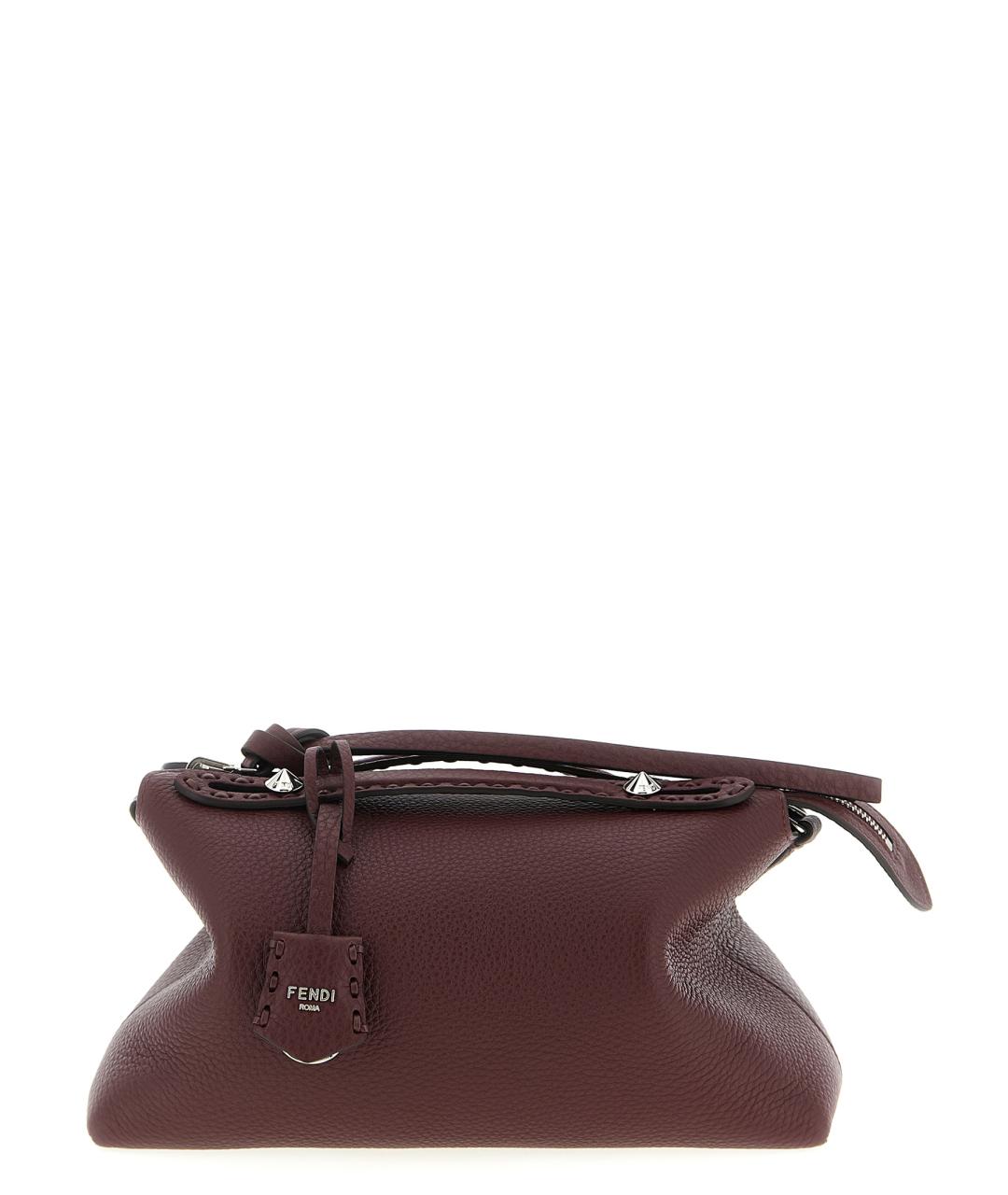 FENDI Бордовая кожаная сумка с короткими ручками, фото 1