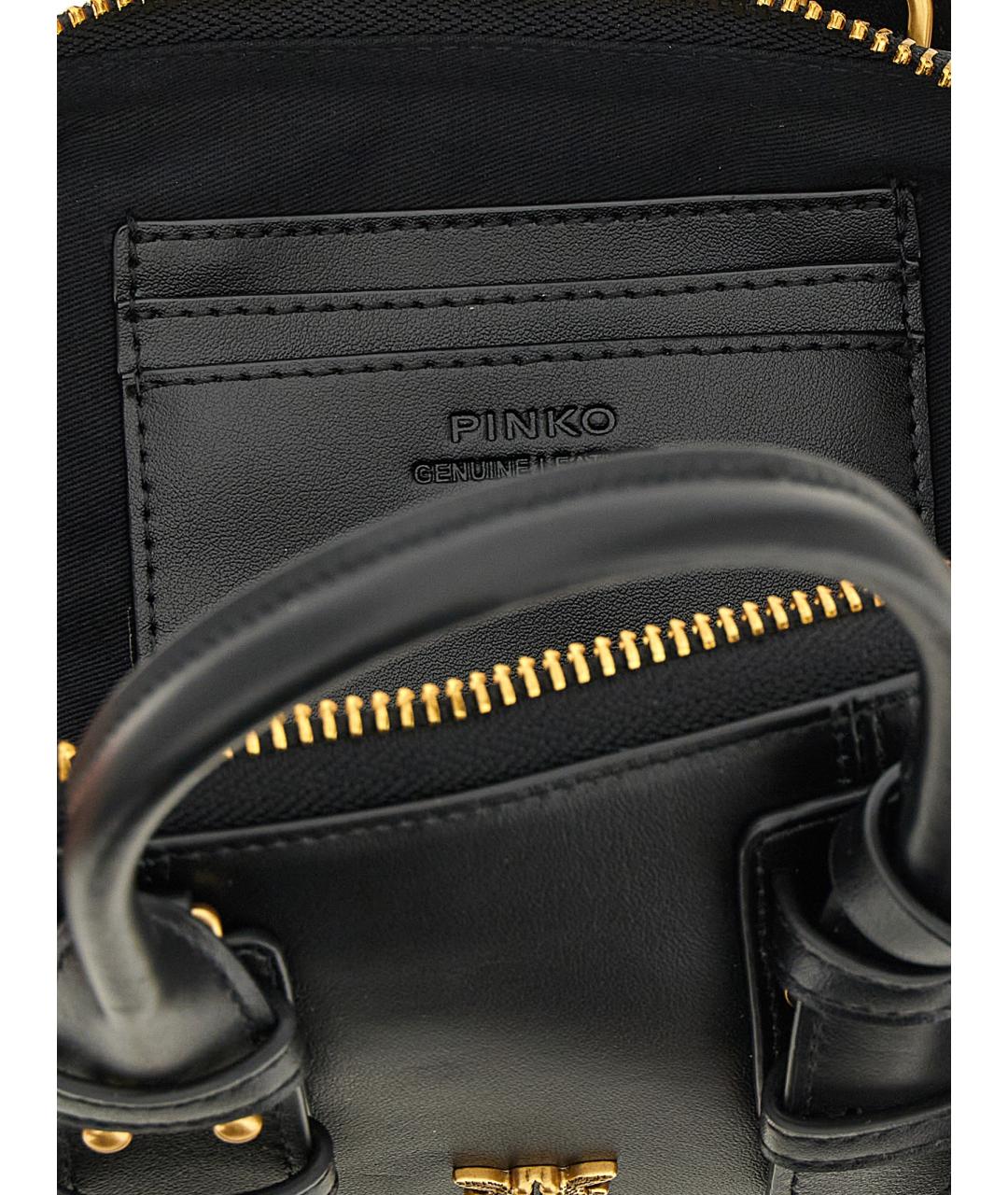 PINKO Черная кожаная сумка тоут, фото 4