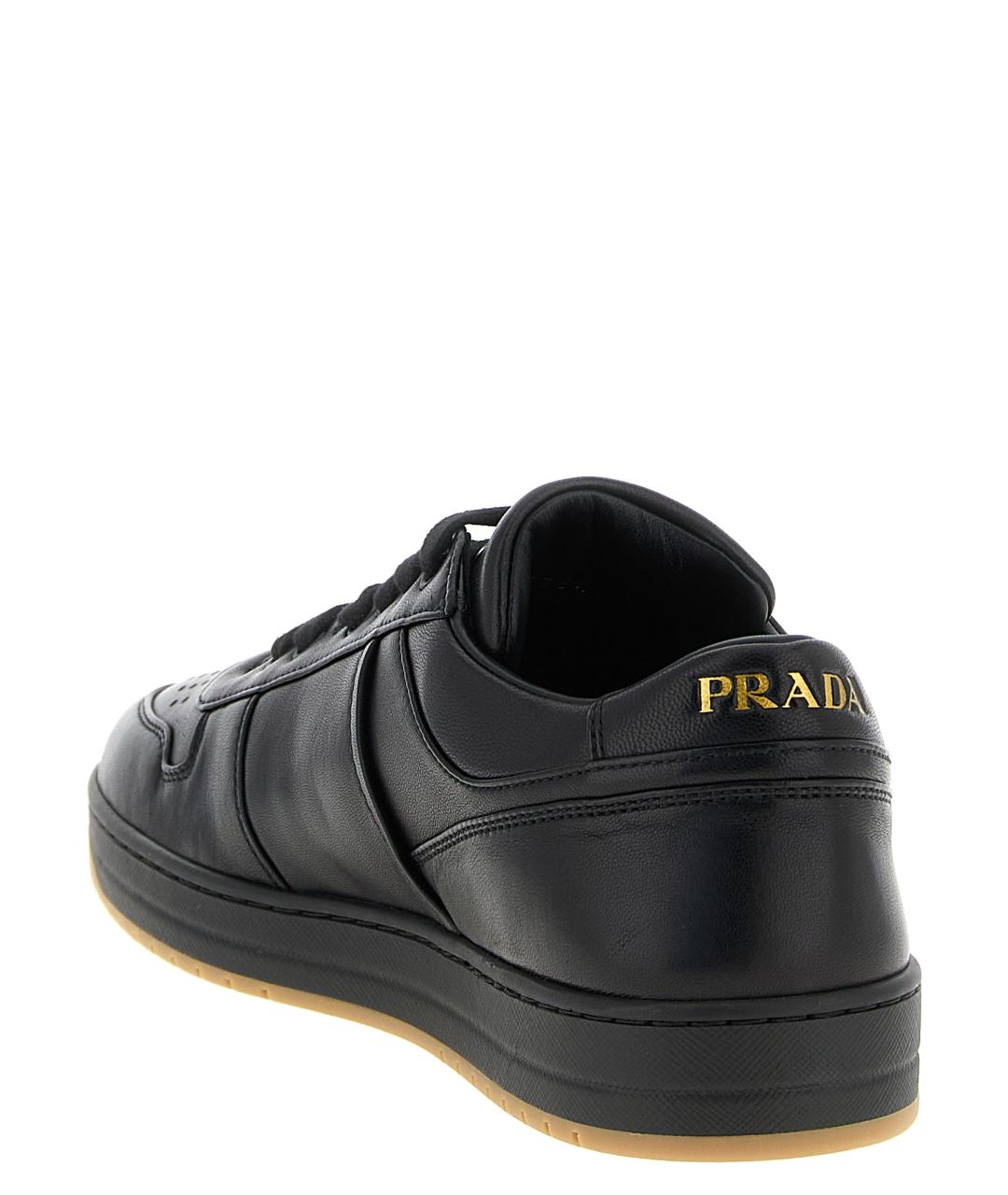 PRADA Черные кожаные низкие кроссовки / кеды, фото 3