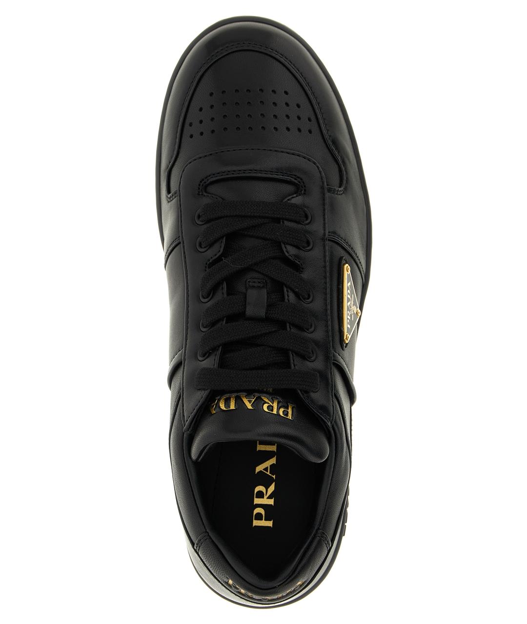 PRADA Черные кожаные низкие кроссовки / кеды, фото 4