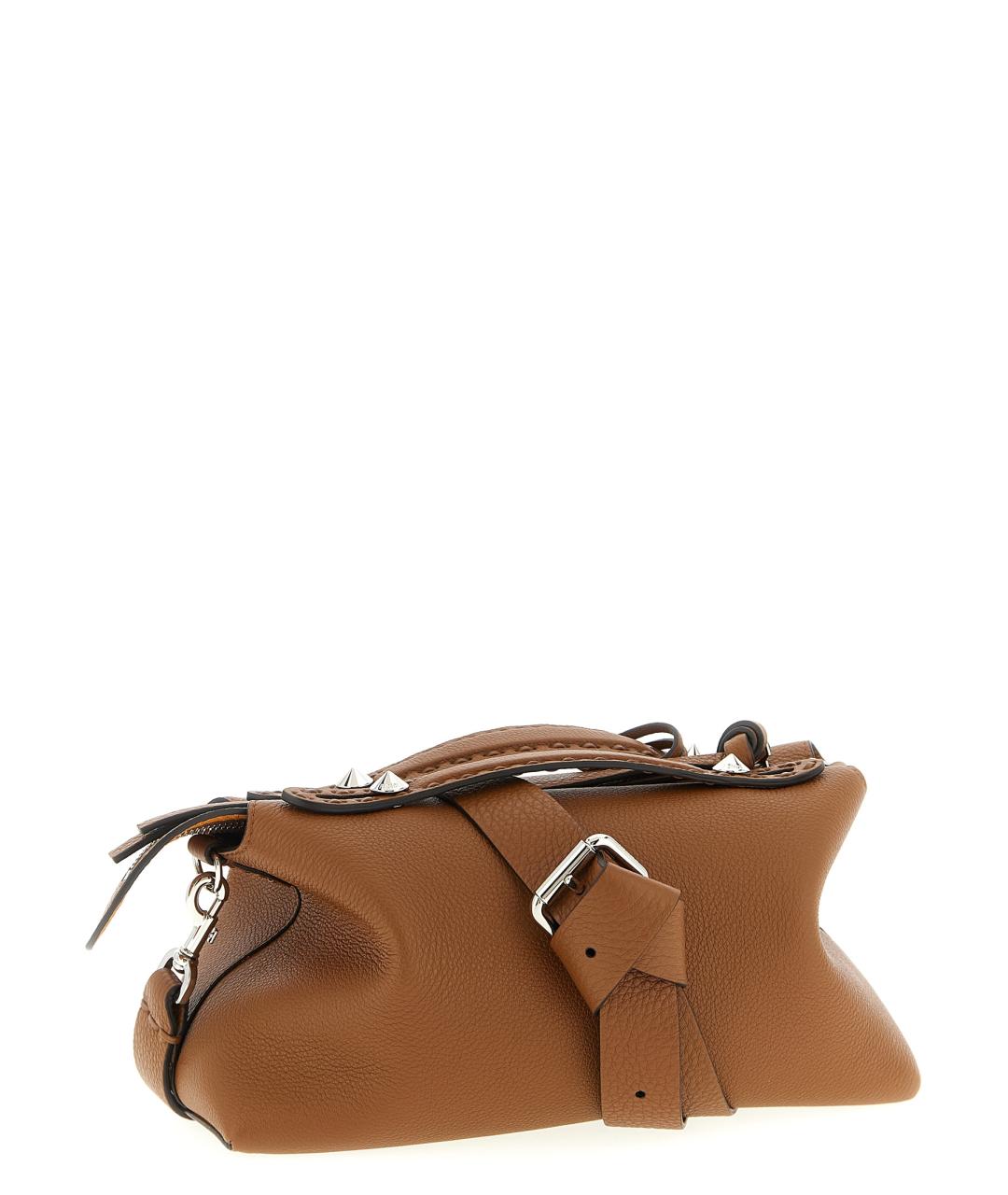 FENDI Коричневая кожаная сумка с короткими ручками, фото 2