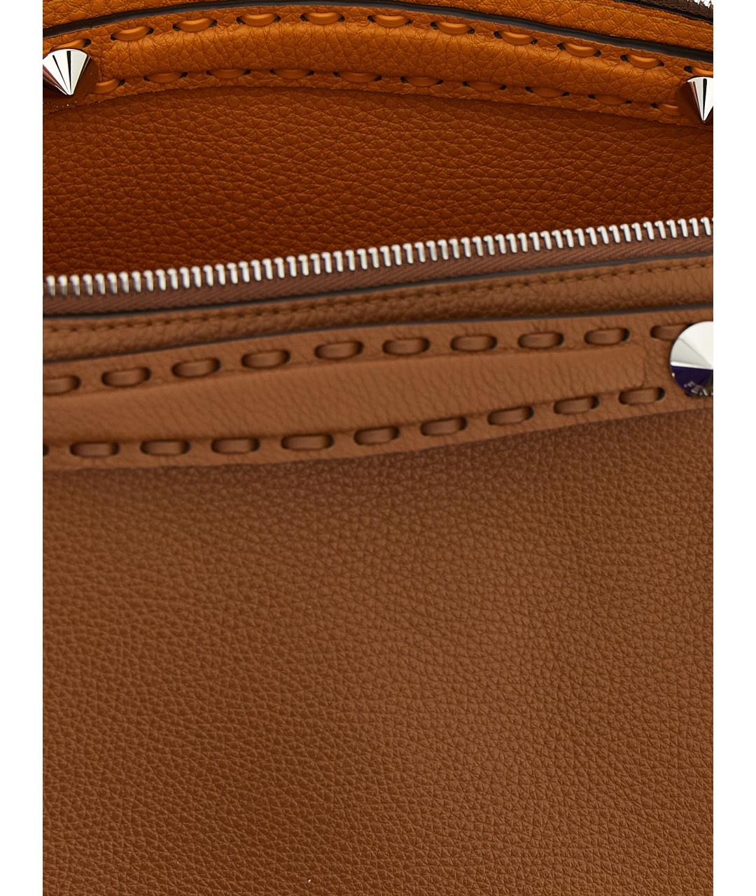 FENDI Коричневая кожаная сумка с короткими ручками, фото 4