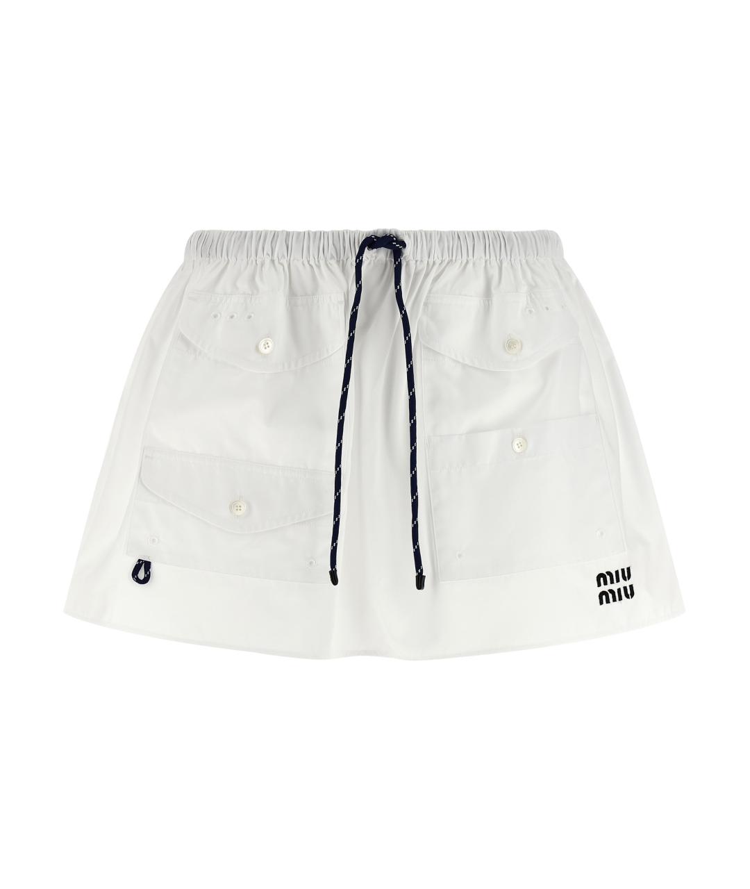 MIU MIU Белая хлопковая юбка миди, фото 1