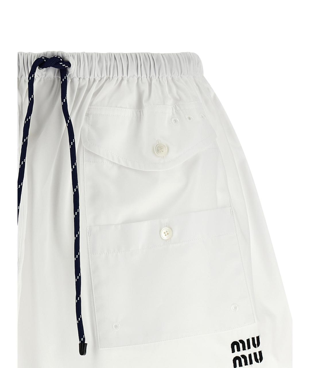 MIU MIU Белая хлопковая юбка миди, фото 3