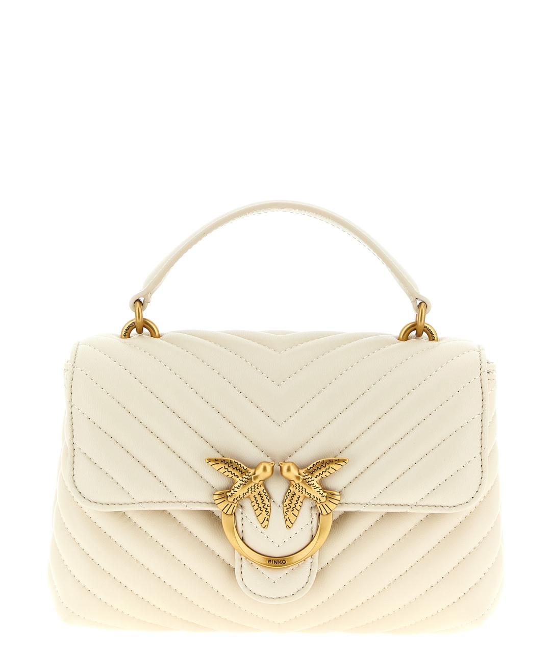 PINKO Белая кожаная сумка с короткими ручками, фото 1