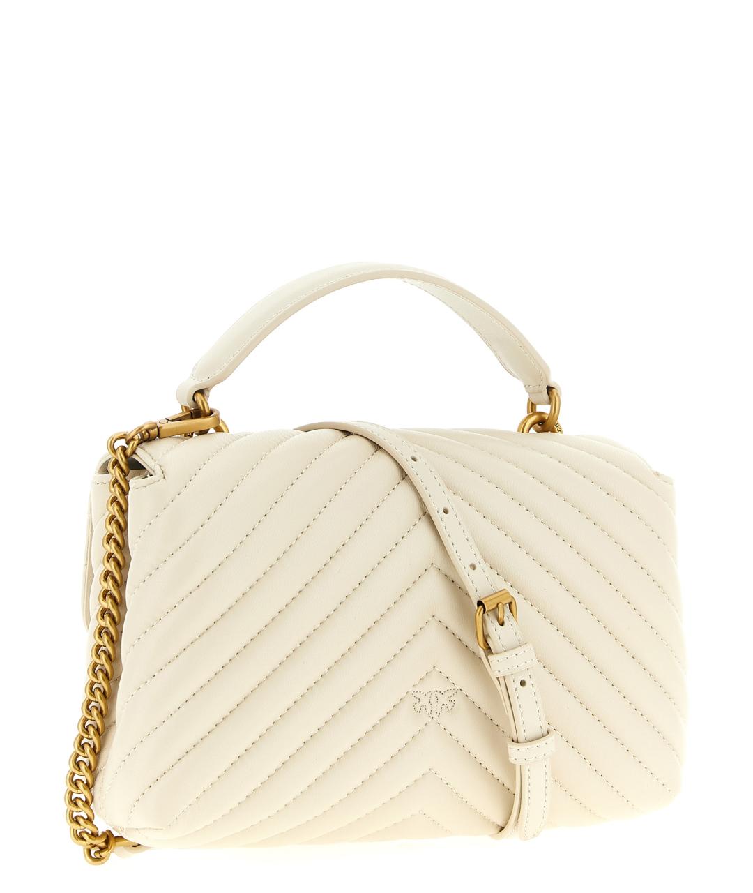 PINKO Белая кожаная сумка с короткими ручками, фото 2