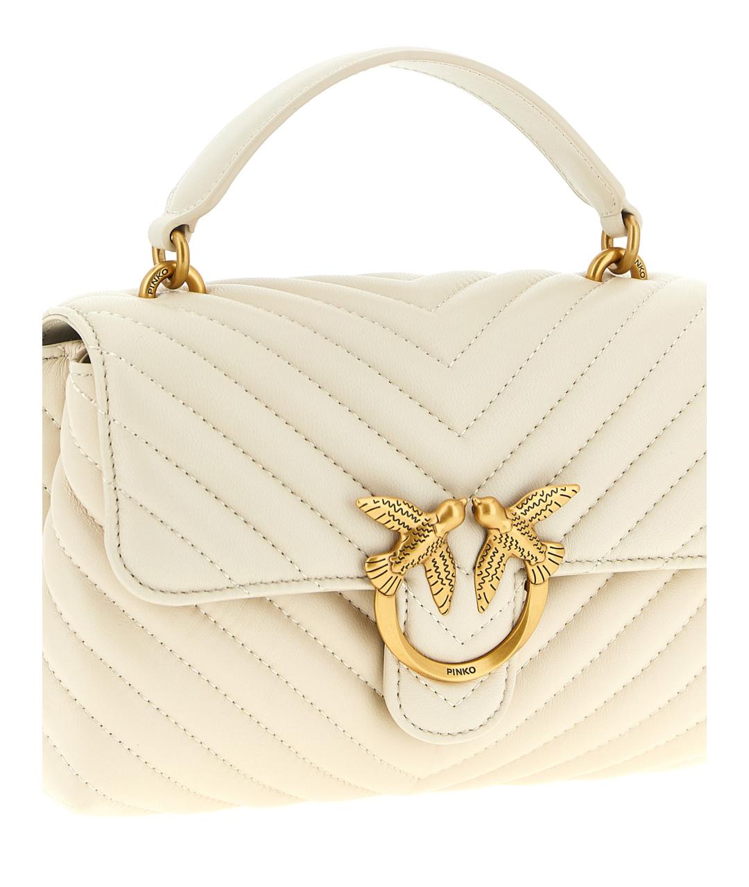 PINKO Белая кожаная сумка с короткими ручками, фото 3
