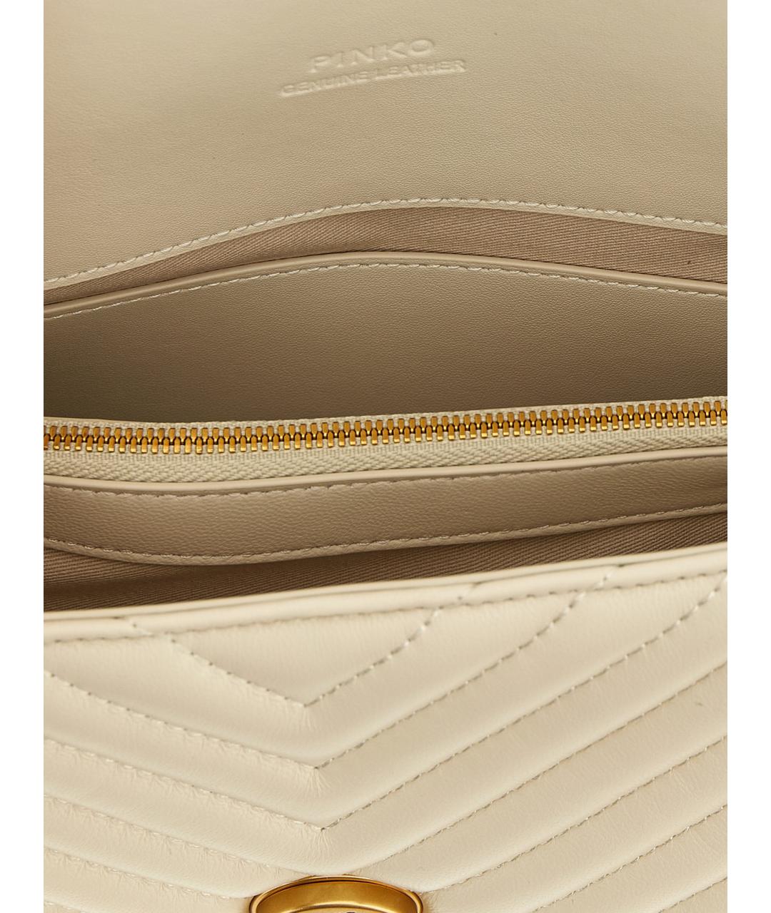 PINKO Белая кожаная сумка с короткими ручками, фото 4