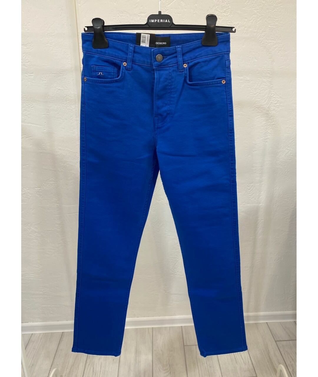 J.LINDEBERG Голубые хлопковые прямые джинсы, фото 9