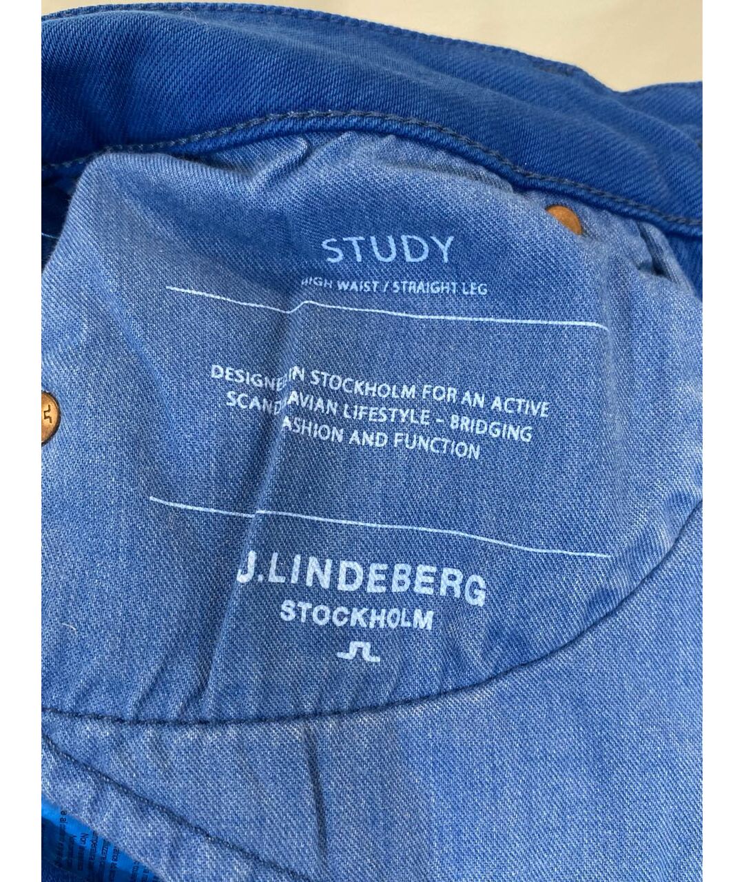 J.LINDEBERG Голубые хлопковые прямые джинсы, фото 7